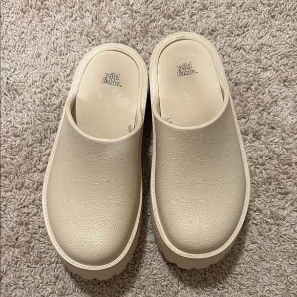 Cream Platform Clogs - Picture 2 of 6